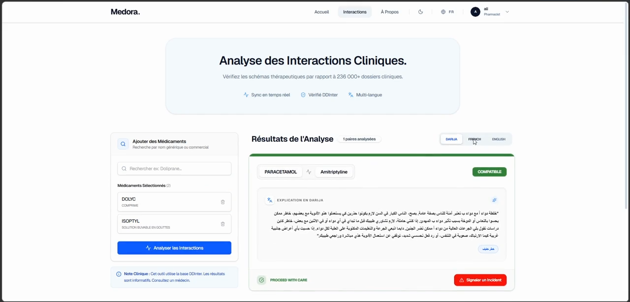 Medora clinical drug interaction checker and HealthTrust telehealth platform